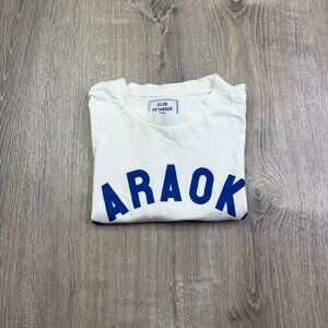 Club Petanque Paris Mens White Karaoke Club Graphic Crew Neck T-Shirt Size XS